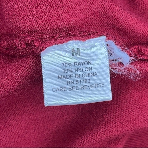 FITTED MAURICES RED KNIT TOP RETRO PINUP STRETCH MEDIUM VNECK - Picture 8 of 9